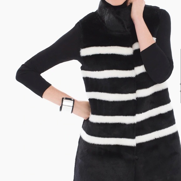 NWOT 🍁 Striped Faux-Fur Vest - Picture 3 of 9